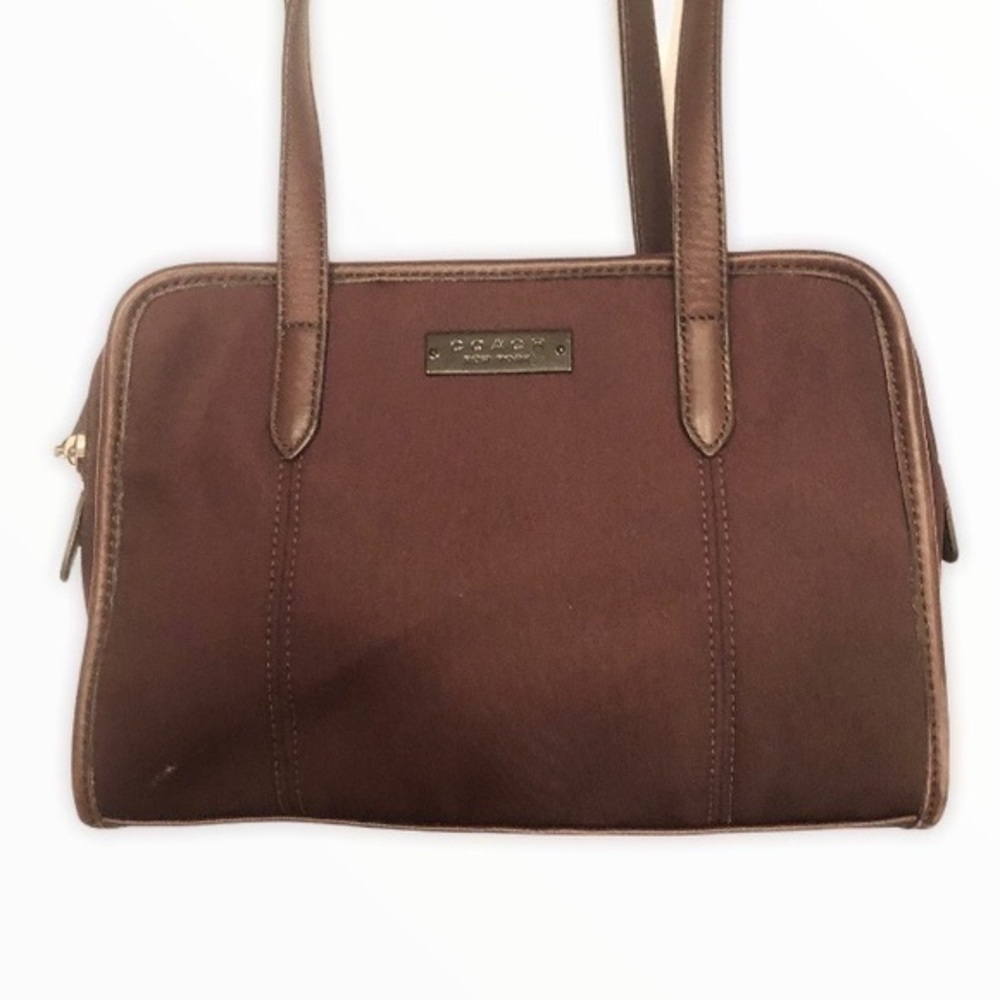 Coach neoprene and leather brown bag purse